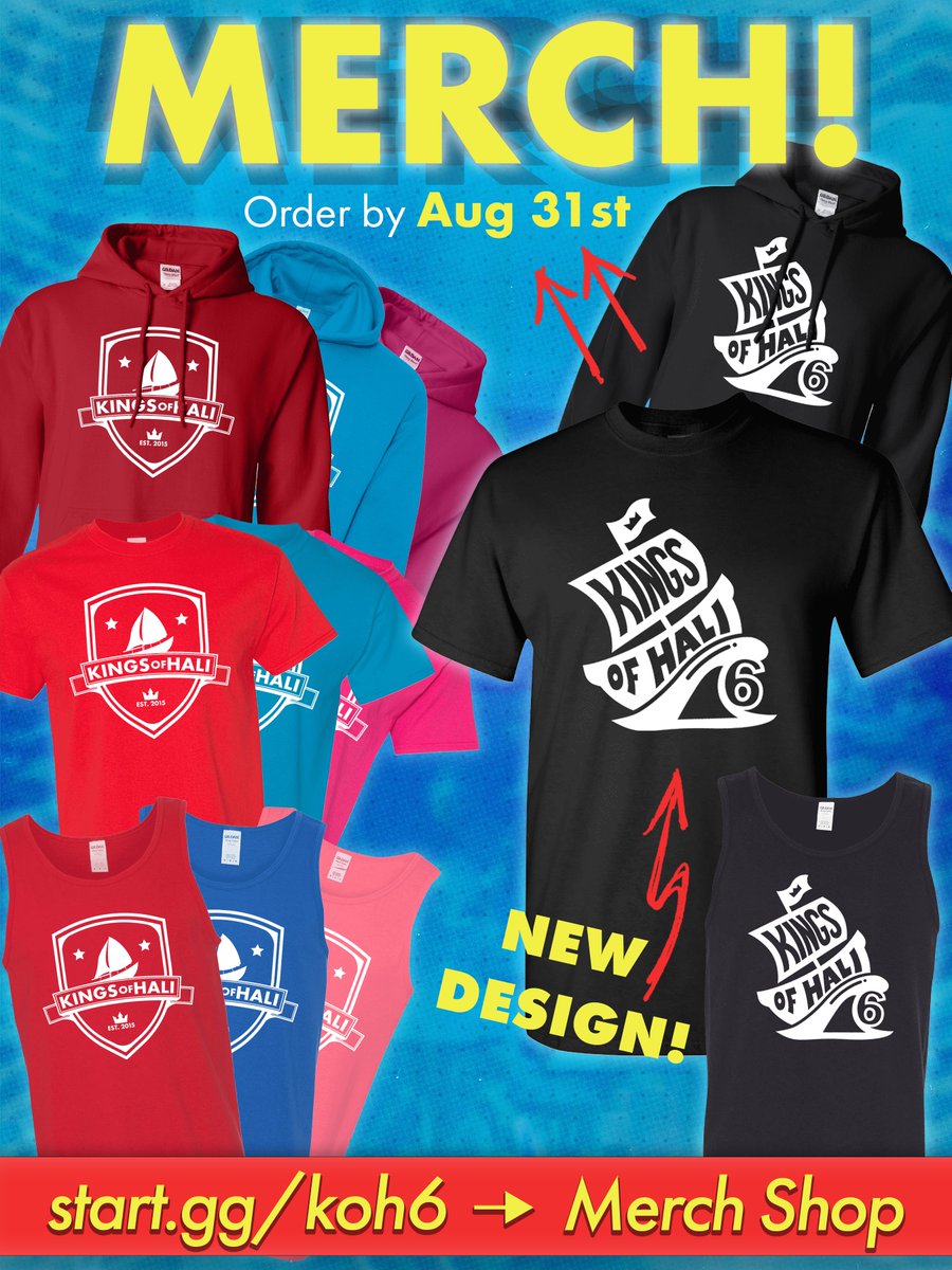 kingsofhali's tweet image. ONE SALE FOR ONE WEEK ONLY: OFFICIAL KINGS OF HALI MERCH! Pickup at the venue when you check in to the tournament. We can't do shipping. Grab it now at start.gg/koh6/shop