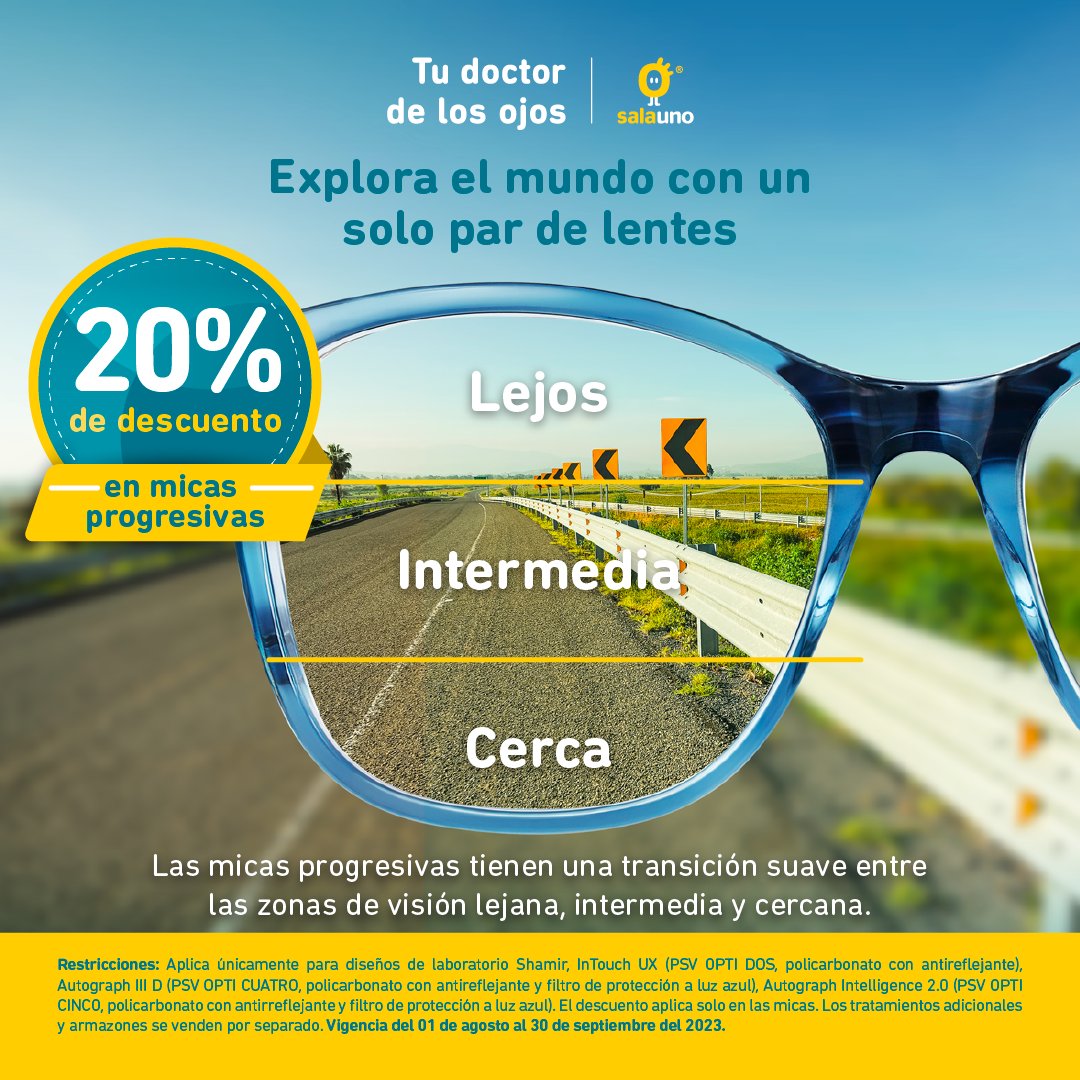 ¡No te pierdas los detalles y obtén una visión nítida a cualquier distancia con unos lentes progresivos!​ 👓👌

Acude a tu clínica más cercana o agenda una consulta de visión integral gratis por:​
✉️Mensaje directo​
📞(55) 4774 8096​
📱bit.ly/3rfXeNs