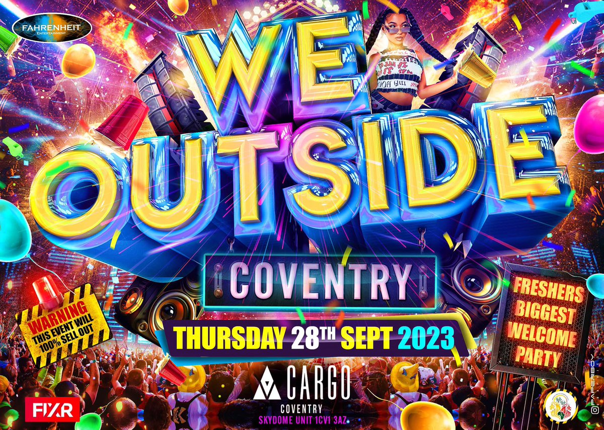 … sooo we’re backkkkkkkk and WE IS OUTSIDE‼️‼️
Warwick ACS is in collaboration with Fahrenheit to present you WE OUTSIDEEEEE 🤩🥳‼️

THE EVENT YOU DONT WANT TO MISS 🧏🏾‍♀️

Tickets ARE LIVE. LINK BELOW ⬇️🔥

fixr.co/event/we-outsi…

P.S. some advice… DONT LACK🧏🏾‍♀️‼️🫣