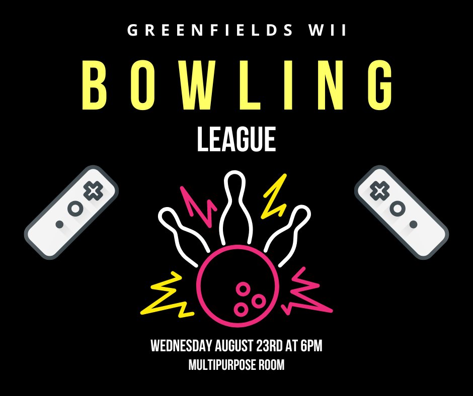 GreenFldsGeneva's tweet photo. Residents, don't forget to join us for our Wii Bowling League tomorrow night at 6:00 pm! We will be located in the Multipurpose Room. Sign up is required!

We hope everyone is excited. See you there! https://t.co/LIdkW38MwV