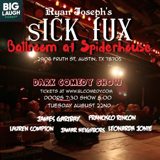 If you&rsquo;re in Austin, TX tonight and wanna catch a dark comedy show- this is the one. Here&rsquo;s the link<a href="/tag/firstdate"class="tags"><span>#firstdate</span></a><a href="/tag/shazam"class="tags"><span>#shazam</span></a><a href="/tag/chuck"class="tags"><span>#chuck</span></a><a href="/tag/ymh"class="tags"><span>#ymh</span></a><a href="/tag/comedypodcast"class="tags"><span>#comedypodcast</span></a>