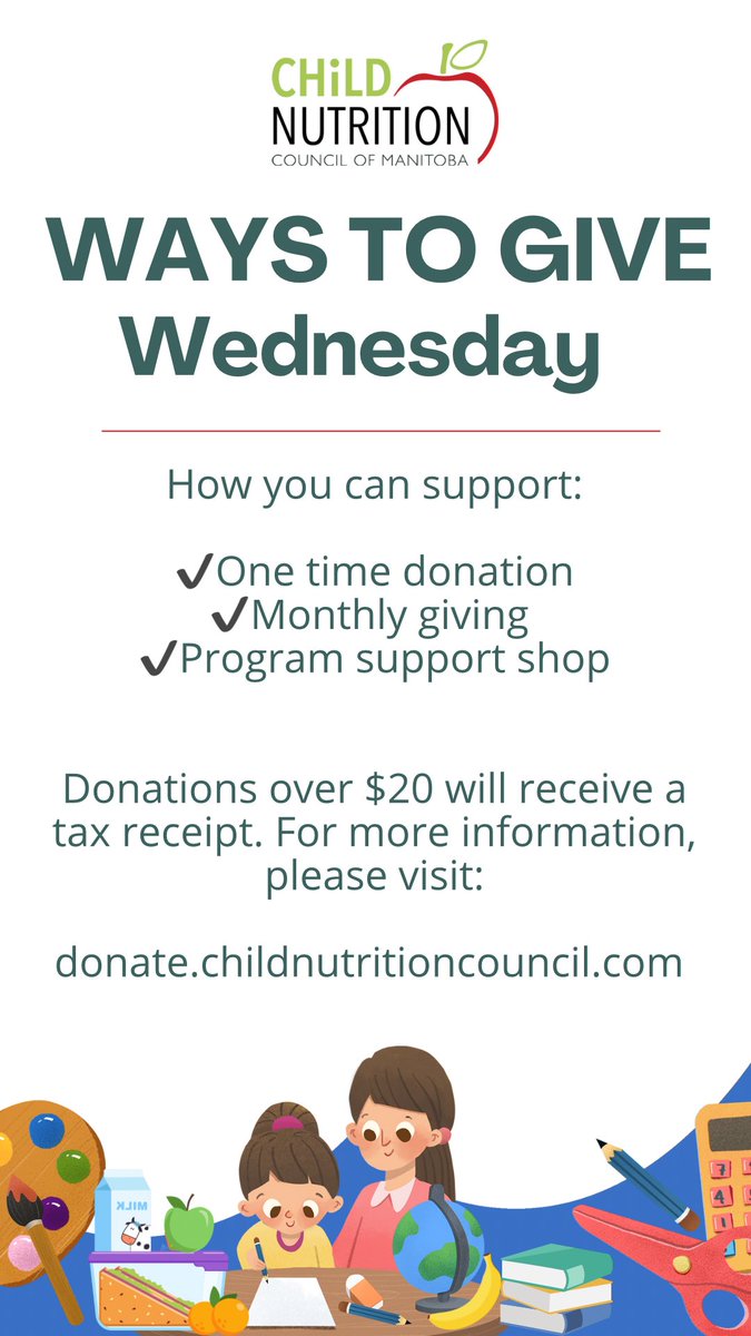 For the next three Wednesdays, please support and join our #BackToSchool fundraiser to ensure #Manitoba students can have a successful start to school through meal and snack programs.