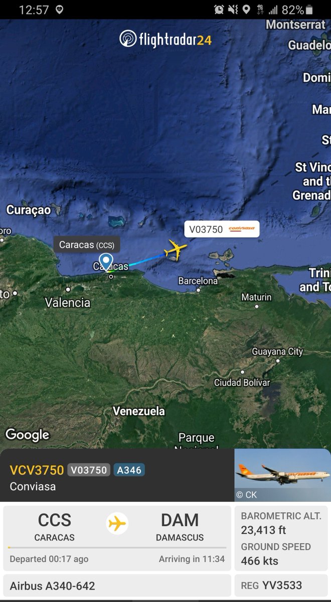 Borrowed7Time's tweet photo. #Conviasa #aeroterror A340-642 #YV3533 #0D8462 as #VCV3750 departing #Caracas for #Damascus.
@FlconEYES @joetalavera1 https://t.co/jr93hLZnWJ
