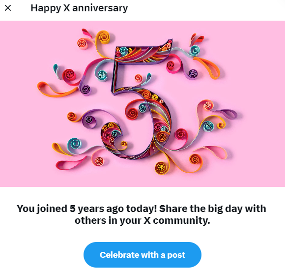 WittmansWorld's tweet photo. "X" Anniversary is 5? I thought 5 was "V." https://t.co/00rH2U47aJ