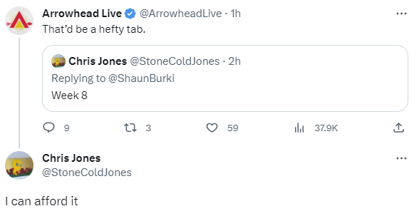NFL_DovKleiman's tweet photo. Update: #Chiefs DT Chris Jones apparently claims he'll sit out until Week 8 of the 2023 season.

(📷 @StoneColdJones) https://t.co/iohmb7XFK5