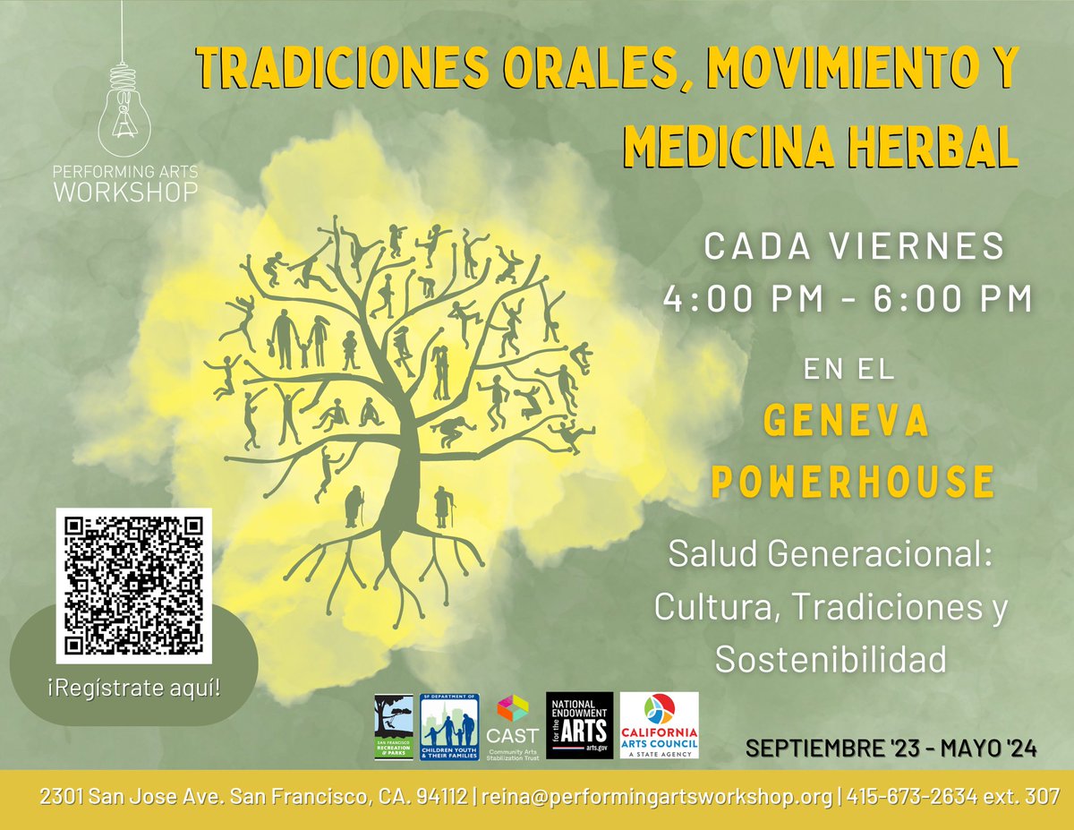 PerformingArtsW's tweet photo. 📣 ¡ATENCIÓN! 📣 Nuestra clase de Tradiciones Orales, Movimiento y Medicina Herbal guiada por la Artista Docente Dominique está diseñada para edades 10 a 18 años 🌟 Viernes de 4:00 a 6:00 PM en el Geneva Powerhouse! Regístrate a través del enlace en bio 🔗 https://t.co/gOc8vP8eoi
