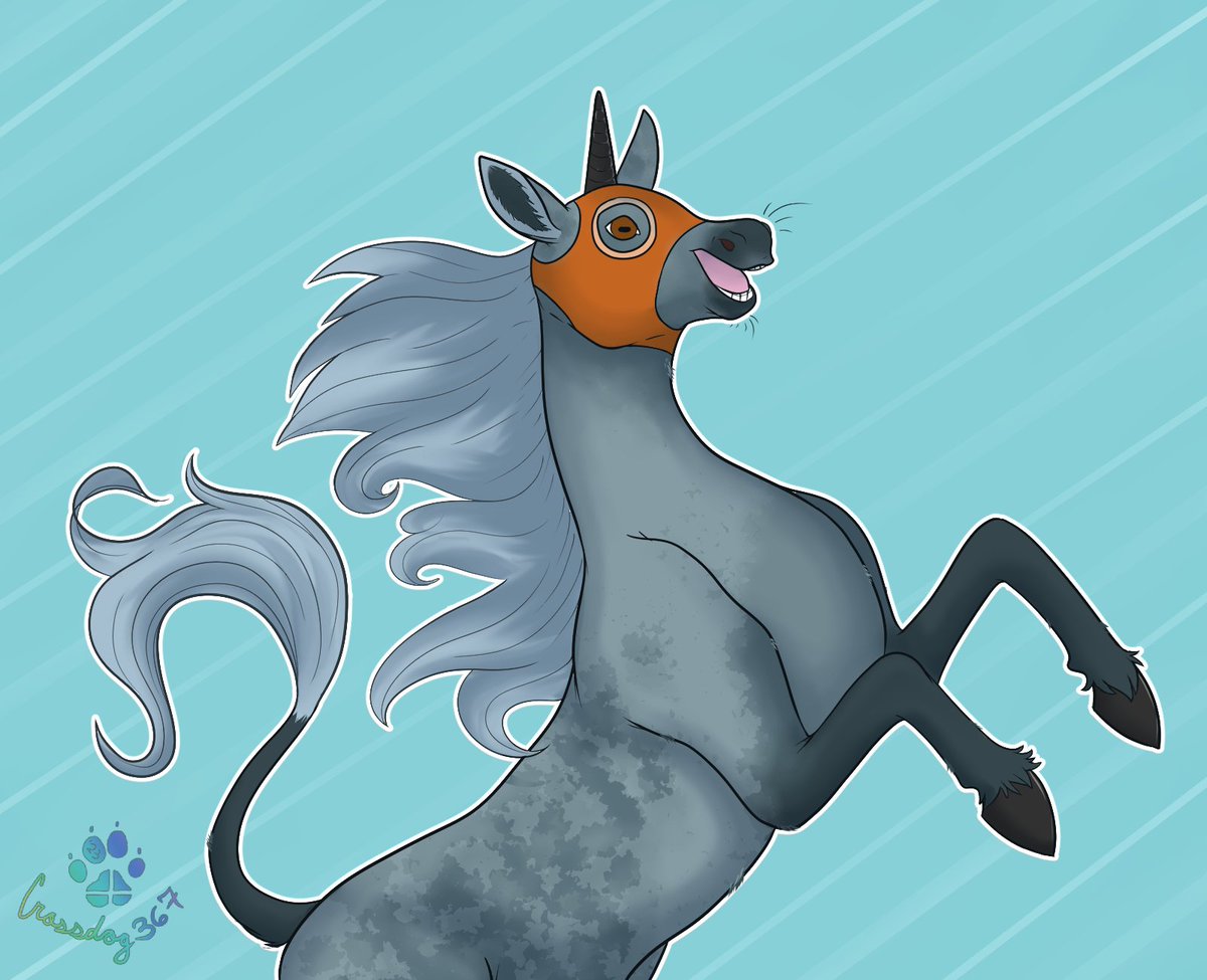 Crossdog367's tweet photo. A racing unicorn, for when your need for speed branches off into the  realm of fantasy. This sprung out of a random sketch I had hanging out in my  scraps. I ended up inking it, and I'm pretty jazzed with how it came out. 

#art #furryartist #unicorn #smallartists https://t.co/kC21liZ91t