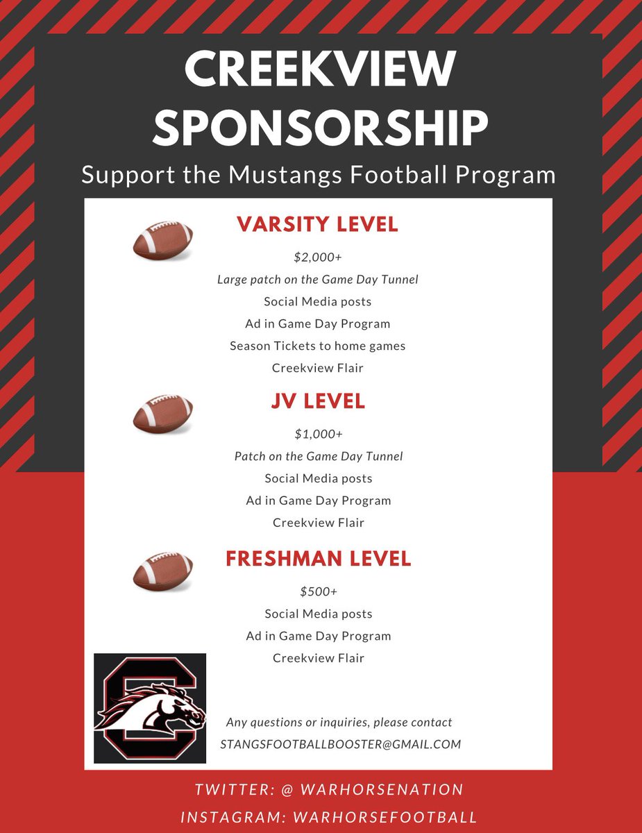 Support the Mustang Football Program- Sponsor Levels!!