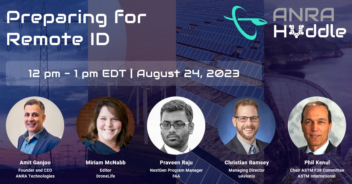 ANRATech's tweet image. Drone pilots who are required to register their #UAS should be prepared to operate in accordance with the @FAA rule on #RemoteID. Join our virtual Huddle tomorrow at 12pm ET to learn more. 

Register today: tinyurl.com/ANRAREMOTEIDSE…