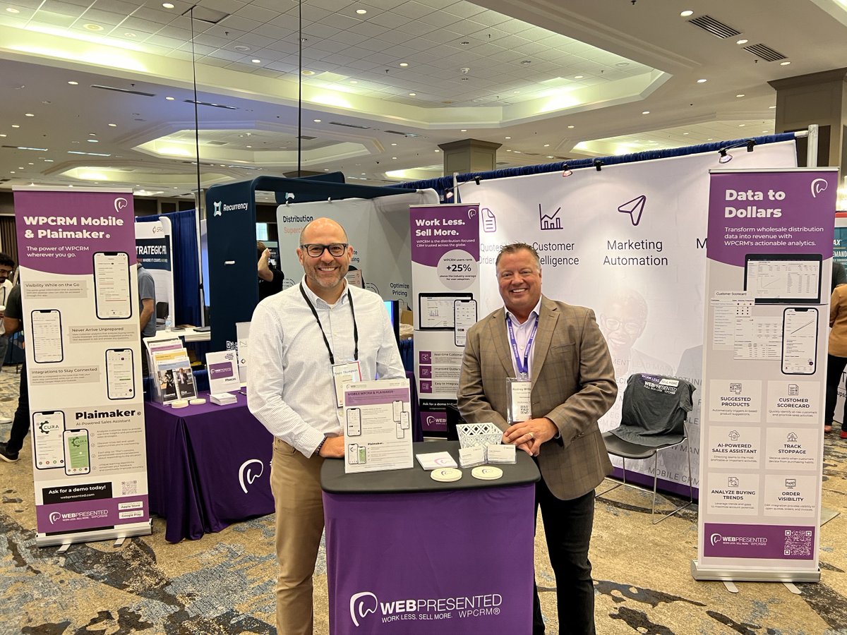 Trent Thompson and <a href="/rodney113/">Rodney Williams</a> are having a blast at the <a href="/P21WWUG/">P21WWUG</a> Connect Conference in Dallas this week! We always appreciate opportunities like this where we get to see many of our wonderful #Prophet21 customers, make new connections, &amp; catch up with partners. #WPCRM #Plaimaker