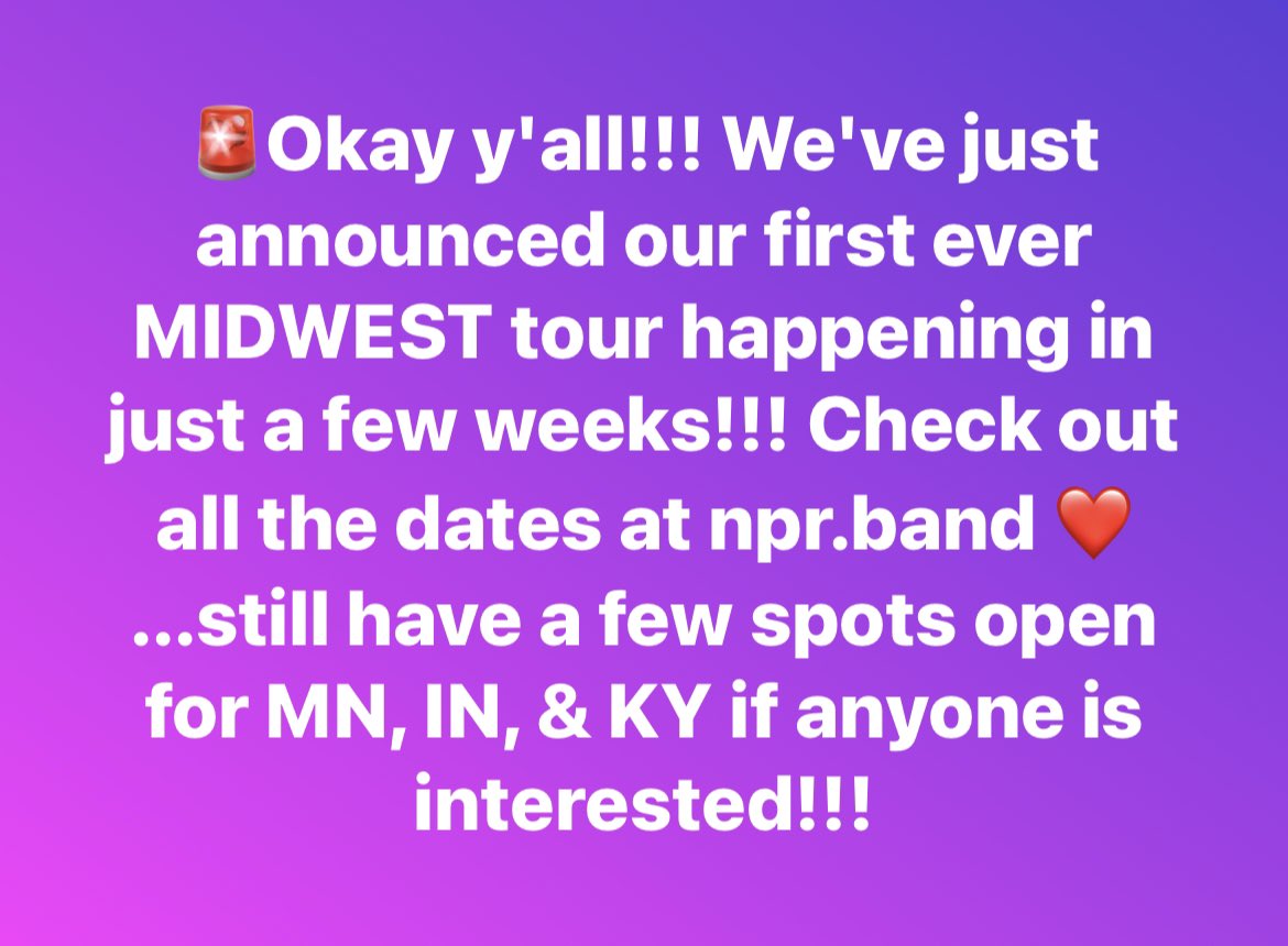 Our first ever Midwest tour is happening next month!!!