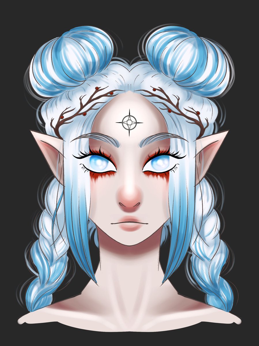 My OC from Baldur’s gate 3 Sheeuse (like Mouse, but Sheeuse). My kind and cute Druid crying by bloody tears because I’m romance Astarion #digitalart #BaldersGate3 #Astarion  #ocart