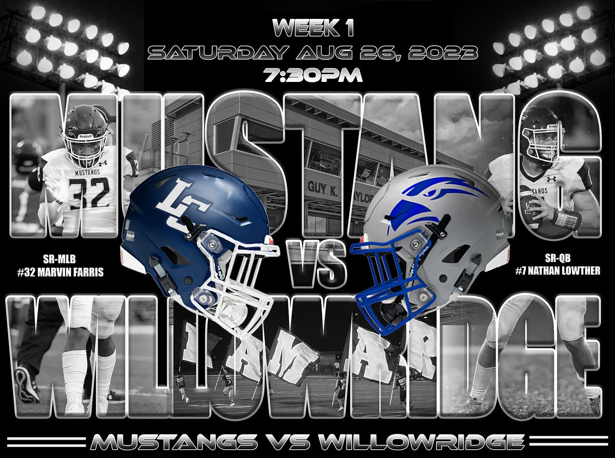 LCHS_Mustangs's tweet photo. The Mustangs 2023 football Season is here and the fun begins Saturday Night vs Willowridge High School!! 

🚨Saturday 8/26/23 
Kickoff 7:30pm🚨
https://t.co/2UO1tXTQk1

@THELamarCHS @lamarallsports @RecruitLamarFB https://t.co/6RTLoiXO8u