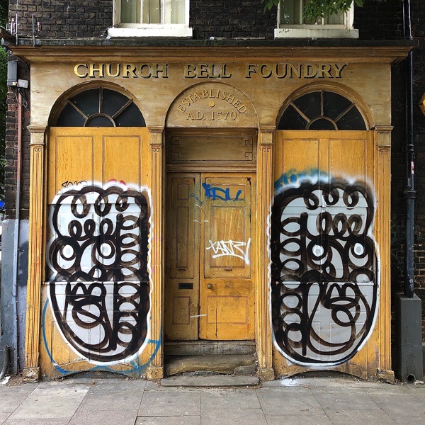 The developers slapped beige paint on the Whitechapel Bell Foundry to cover up the graffiti and obliterated the 19th century woodgraining. It is painful to witness this decay, when <a href="/thelondonbellf/">The London Bell Foundry</a>  are offering to buy it to cast bells again and cherish the historic buildings.