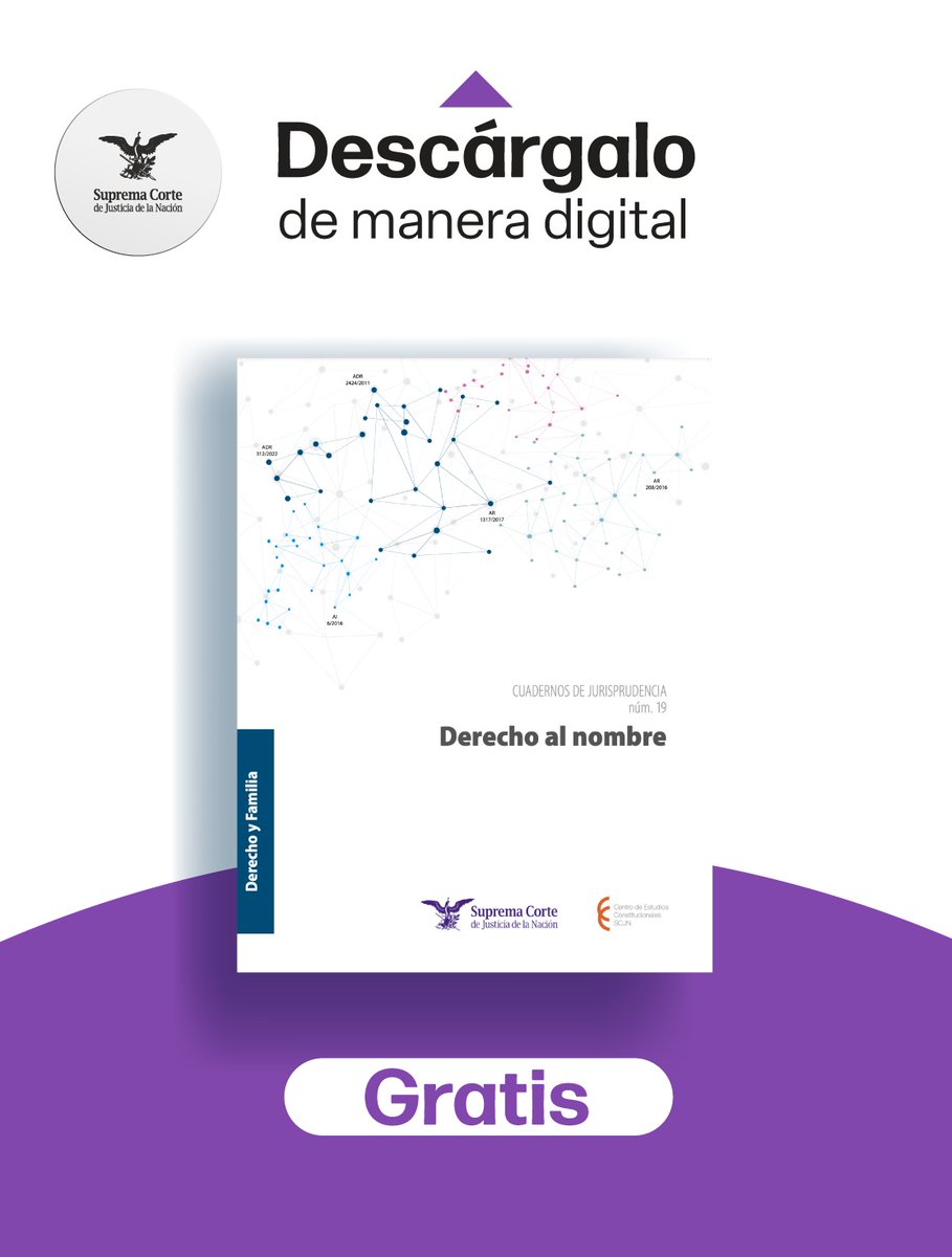 SCJN's tweet photo. El reconocimiento del derecho humano al nombre  es fundamental para poder exigir el resto de los derechos humanos. Conoce los precedentes de #LaCorte sobre este tema en el cuaderno de jurisprudencia del @CEC_SCJN

Descárgalo 📘 https://t.co/LijUQ8TjOW https://t.co/yoNVOWJzIg