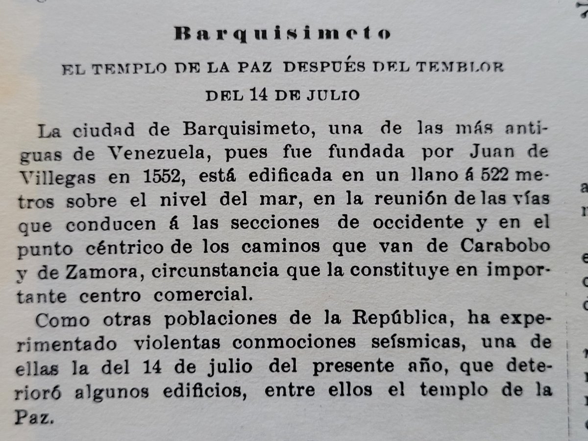 miguelgutialej's tweet photo. Viendo algunas estampas de la Venezuela de finales del siglo XX, aparece esta imagen del templo de la Paz en Barquisimeto, después del terremoto del 14 de julio de 1899. Fotografía de H. H. González, publicada en el N.º 187 del 1.º de octubre de 1899 en El Cojo Ilustrado. https://t.co/AKY863pL4x