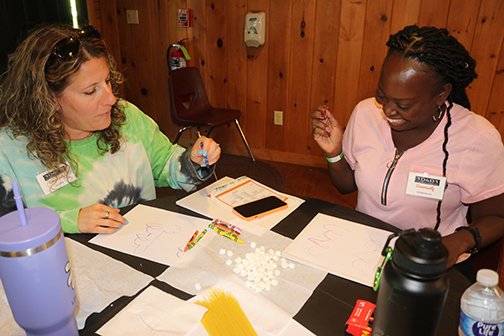 mpsctnews's tweet photo. 1D4D1 attendees learned valuable lessons from simple exercises.  One task was to draw an animal in 7 seconds after announced by the group leader.  Another was to concentrate on listening skills after watching a paper airplane instructional video. https://t.co/64JIi7c9tF