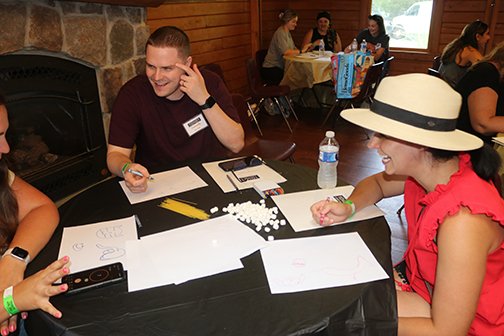 mpsctnews's tweet photo. 1D4D1 attendees learned valuable lessons from simple exercises.  One task was to draw an animal in 7 seconds after announced by the group leader.  Another was to concentrate on listening skills after watching a paper airplane instructional video. https://t.co/64JIi7c9tF