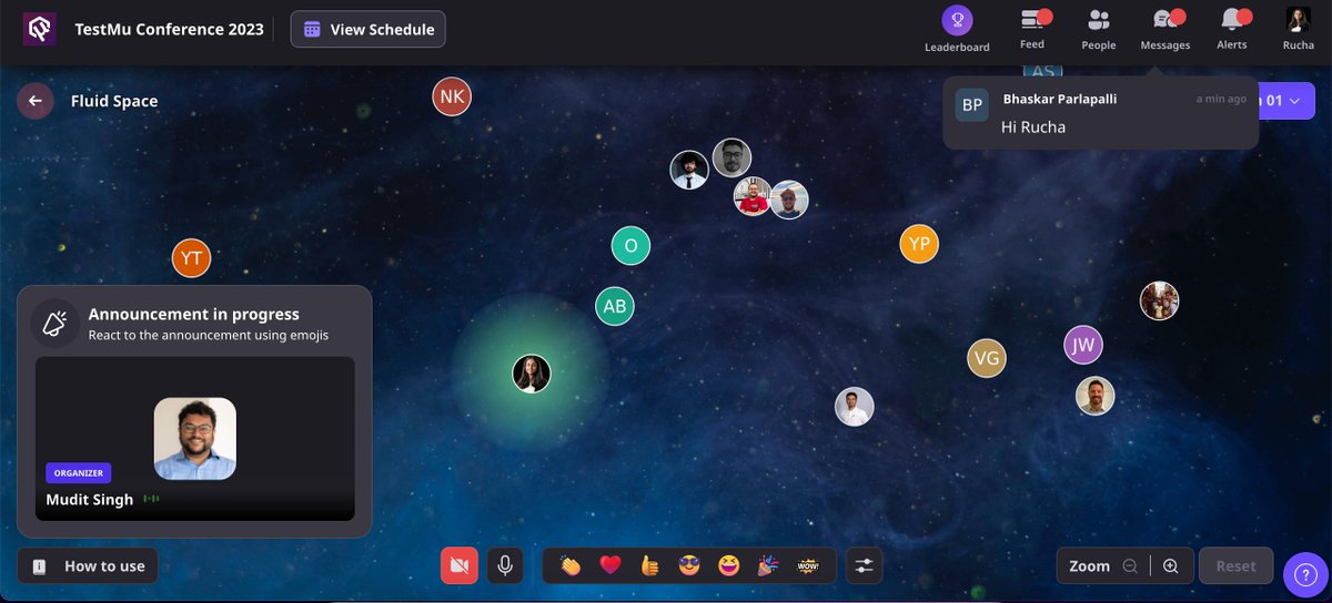 Fluid Space is a super cool feature in @Airmeet ! Glad to experience it at the @lambdatesting  #TestMuConf 2023
