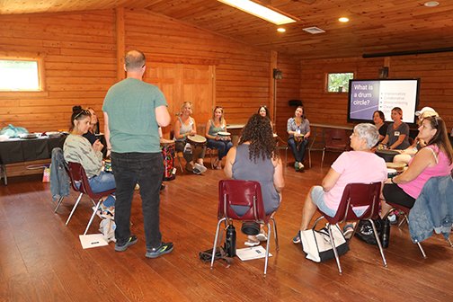 mpsctnews's tweet photo. 1D4D1: A few sessions on the effect of drumming on heart &amp; soul; another session had attendees participating in a yoga class. https://t.co/eKtkdkvCMD