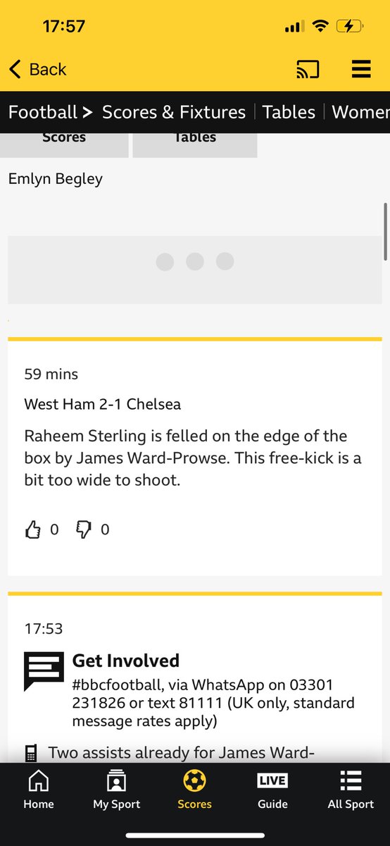 ChelseaBatty's tweet photo. @SteveBackhouse @paddypower I would email them and get this paid out and adjusted. MASSIVE mistake on their behalf. This is from bbc sport live during the game https://t.co/StdHmZ1NpC