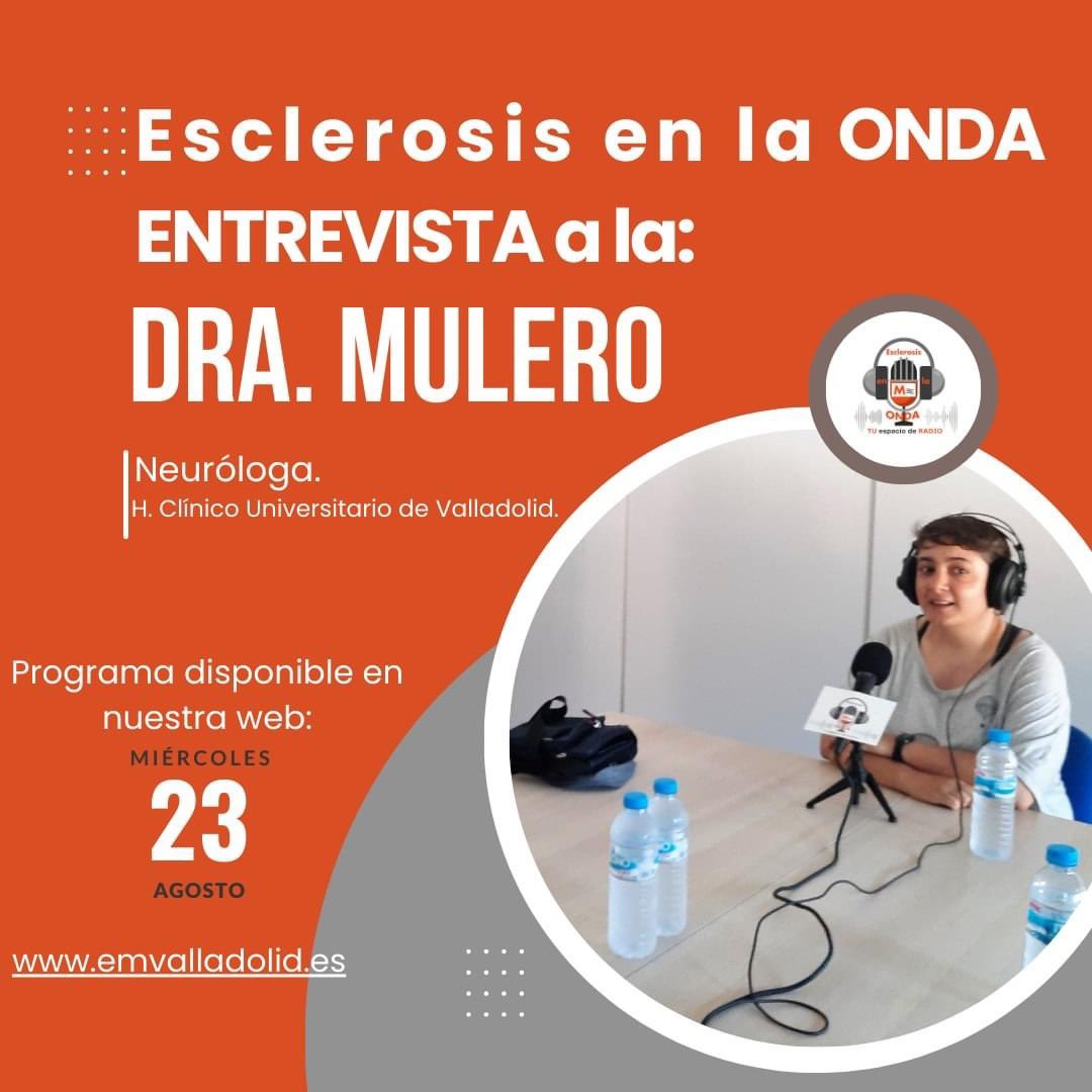 En Asociación Esclerosis Múltiple Valladolid — 📣🎙 Esclerosis en la ONDA, entrevista a la Dra. Mulero (Neuróloga- Hospital Clínico Universitario de Valladolid).
Entrevista disponible en nuestra web a partir de mañana miércoles 23 de agosto.