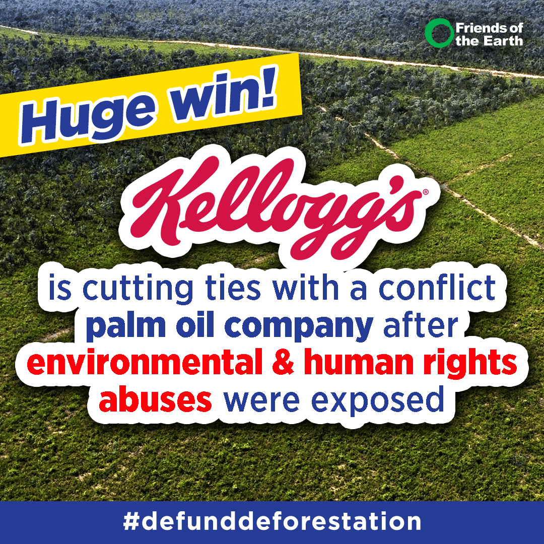 foe_us's tweet photo. .@KelloggCompany is the TENTH consumer goods brand that has suspended sourcing from Indonesian conflict palm oil company Astra Agro Lestari (AAL).
But companies must use their global platforms to ensure AAL return stolen land back to communities. #DefundDeforestation https://t.co/yx8MpIJtGW