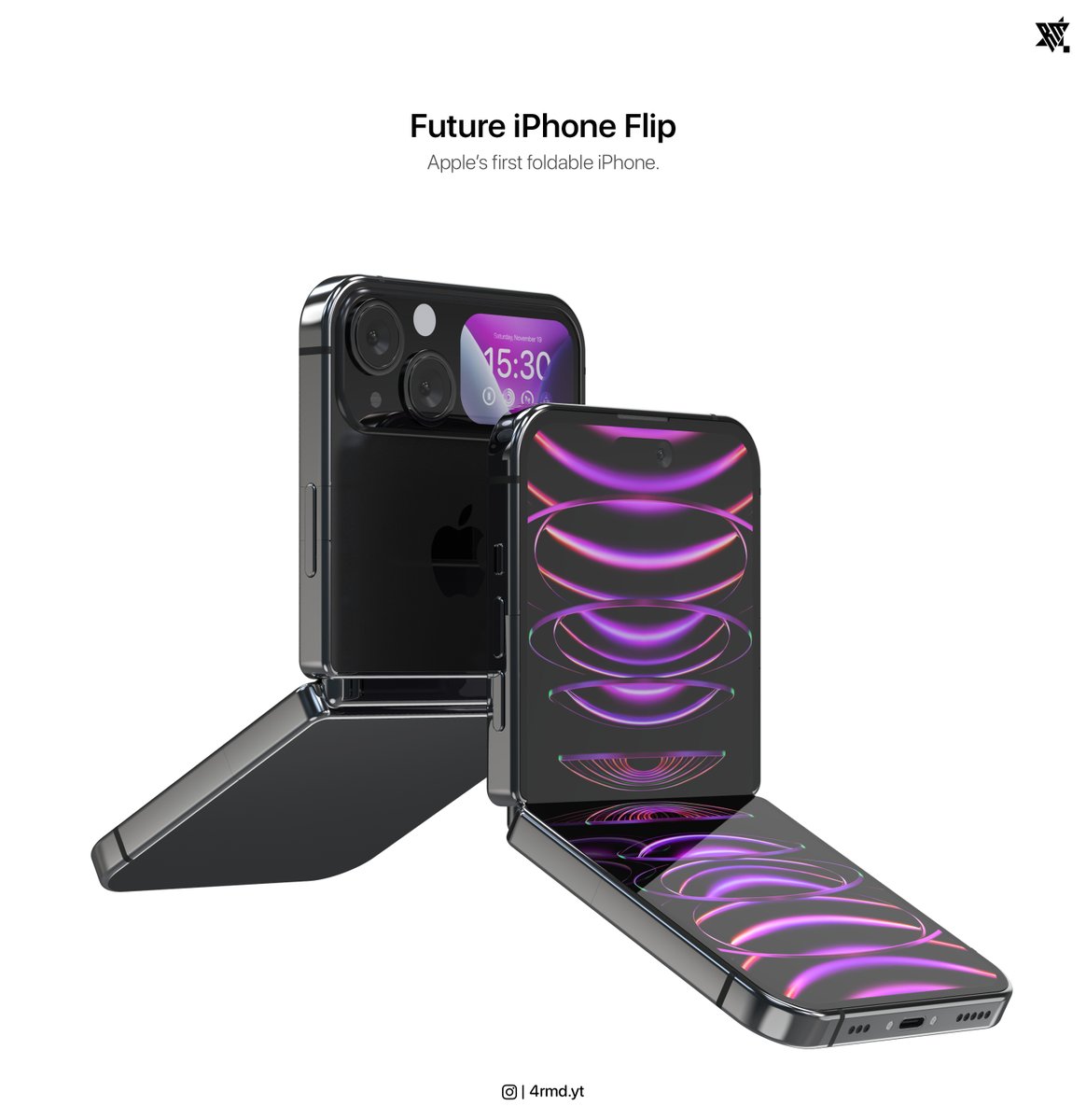 4RMD3's tweet photo. Concept of the Future iPhone Flip (iFlip) - Apple's first foldable phone.
Video: https://t.co/cJMPvVmOBp
#iPhoneflip #iPhone15 #iflip https://t.co/eCMyxQhI64