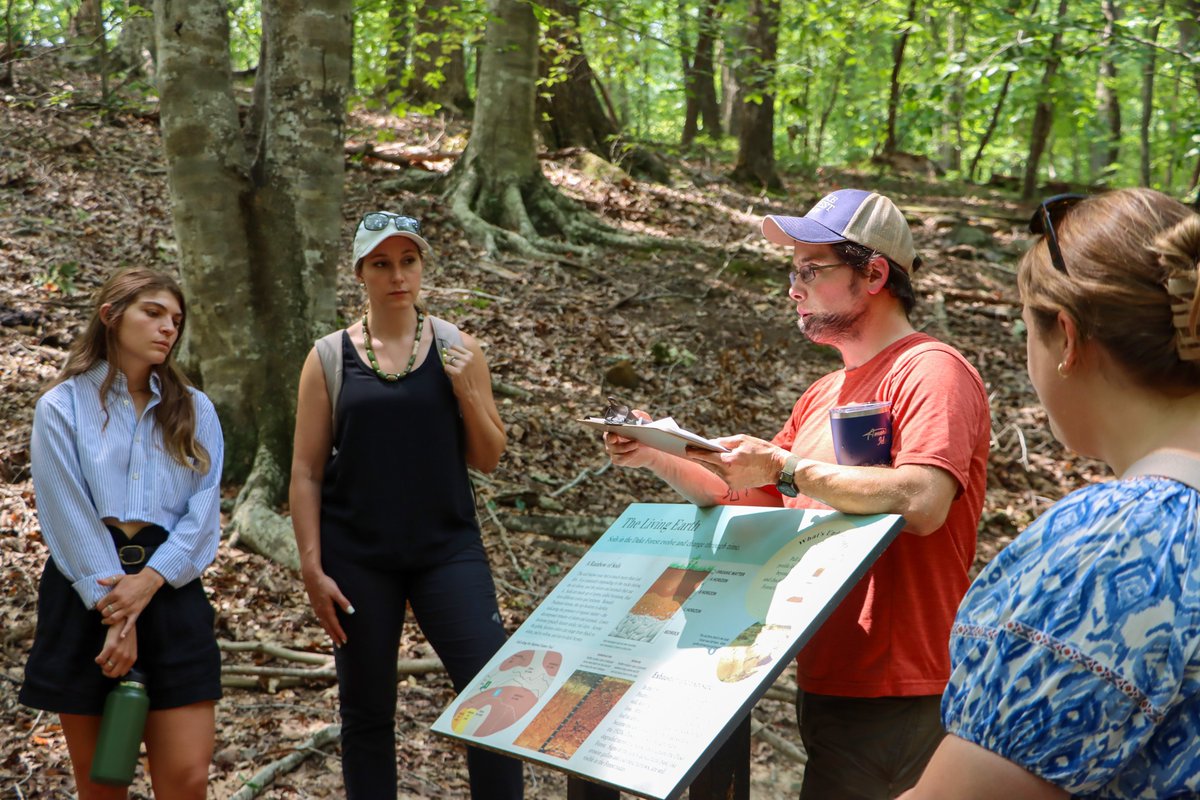 DukeEnvironment's tweet photo. Duke Environmental Leadership Master of Environmental Management (DEL-MEM) students toured the Duke Forest's Shepherd Nature Trail as part of their place-based session and orientation. #WeAreDukeEnvironment https://t.co/ayGaPgmlpv