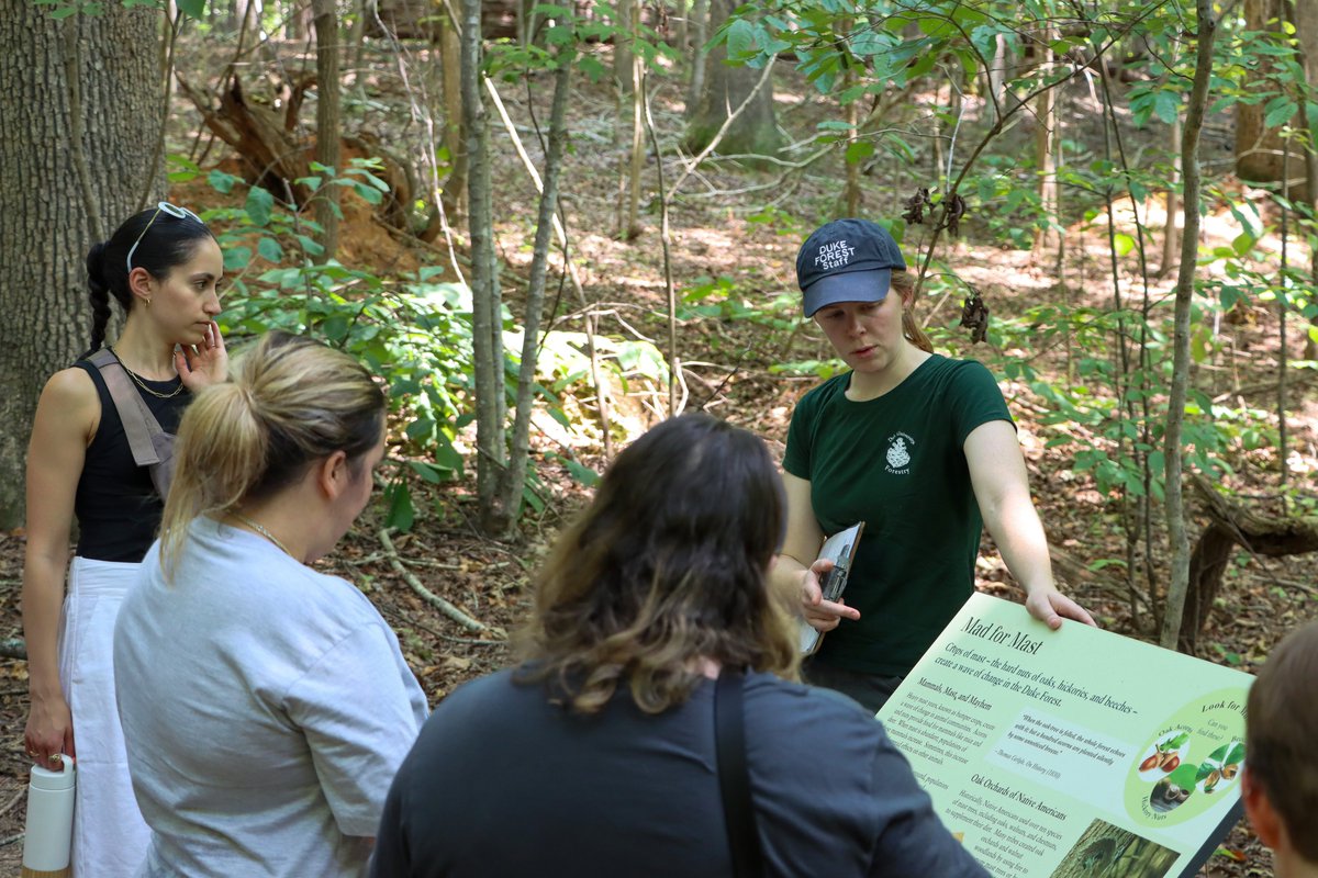 DukeEnvironment's tweet photo. Duke Environmental Leadership Master of Environmental Management (DEL-MEM) students toured the Duke Forest's Shepherd Nature Trail as part of their place-based session and orientation. #WeAreDukeEnvironment https://t.co/ayGaPgmlpv