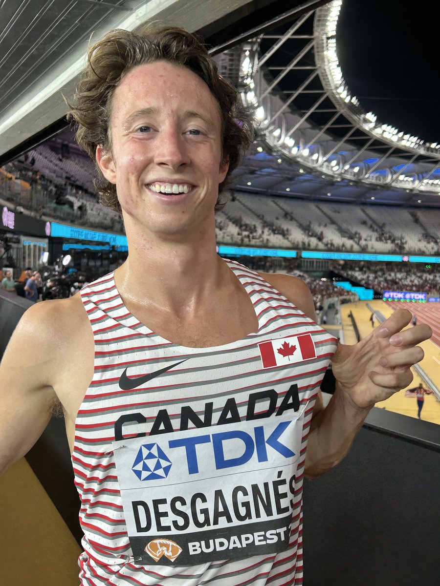 Jean-Simon DESGAGNÉS: « Je vais devoir déclarer aux douaniers en rentrant une 8e place mondiale et un record personnel (8:15,58). C’est la cerise sur le sundae. » ⁦<a href="/RC_Sports/">Radio-Canada Sports</a>⁩ #Budapest2023