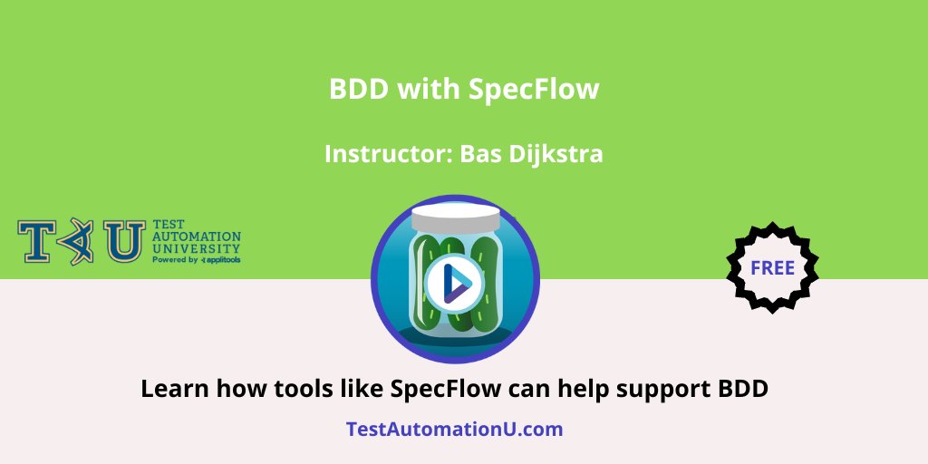 TestAutomationU's tweet image. New course alert! Join Bas Dijkstra for BDD with #SpecFlow!

Get a good and thorough overview of the #BDD process and how tools like @specflow can help support BDD. Check it out ⬇️ 

applitools.info/tye