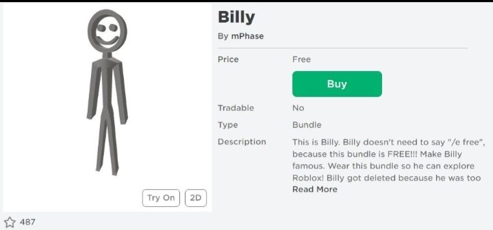 DevNews_Roblox's tweet image. Oh yeah, #BILLYISBACK! He now has a bit thicker body, this is because Roblox thought he was to skinny and removed #Billy.