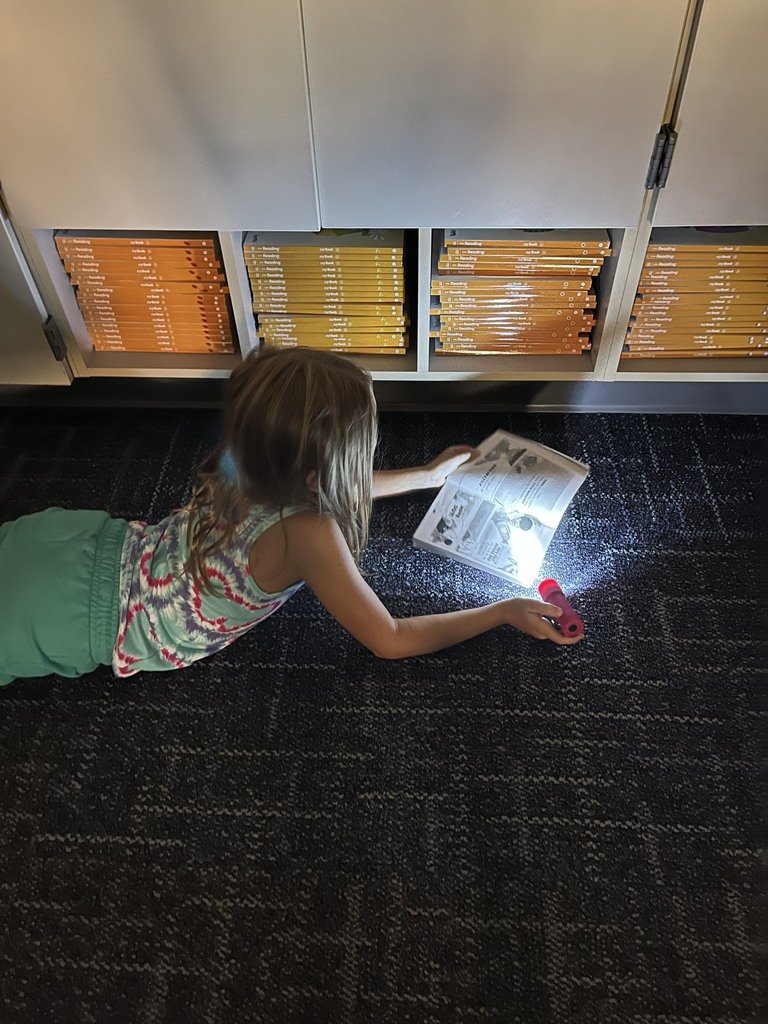 ElementarySalem's tweet photo. 2nd graders enjoyed independent reading time with flashlights. https://t.co/mKpJiq5l74