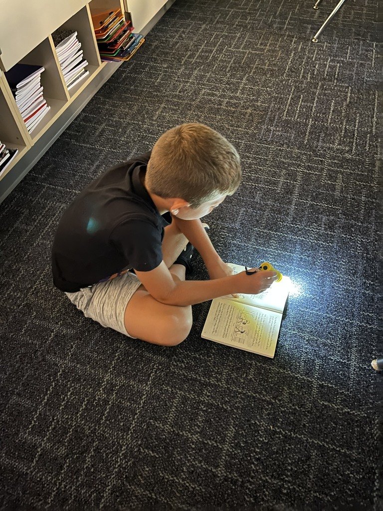 ElementarySalem's tweet photo. 2nd graders enjoyed independent reading time with flashlights. https://t.co/mKpJiq5l74