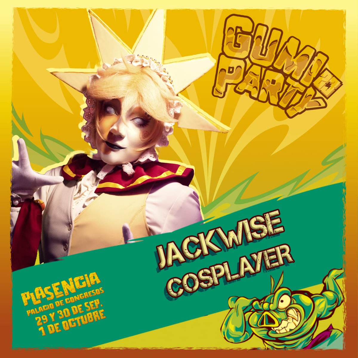 🥁¡Seguimos con #Gumiparty2023!

🤡Esta vez nos toca anunciar a Jackwise Clown, cosplayer amante del terror y youtuber con más de 1 millón de suscriptores.

Además formará parte del jurado de  #cosplay 🧟‍♂️

¿A qué esperas para conocerle y hacerte una terrorífica foto con él📷?