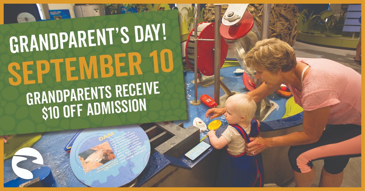 Grandparent’s Day is 2 weeks away!

Head to the River Museum on September 10 to celebrate! All day long, Grandparents receive $10 off admission! Just let the box office know “I am a Grandparent!” No youth admission required.