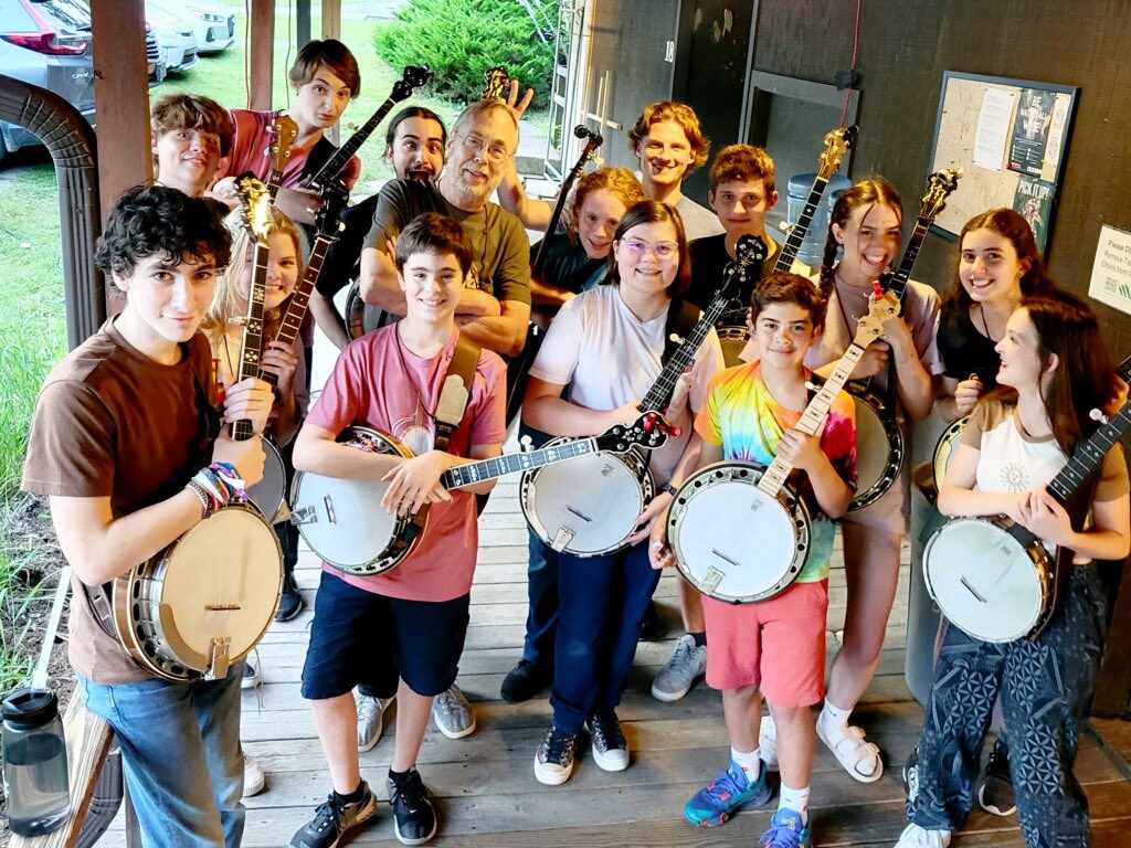 At @belafleckbanjo’s Blue Ridge Banjo Camp with the wonderful future of the banjo! And why I have two fingers growing out of my head, I’m not really sure.
