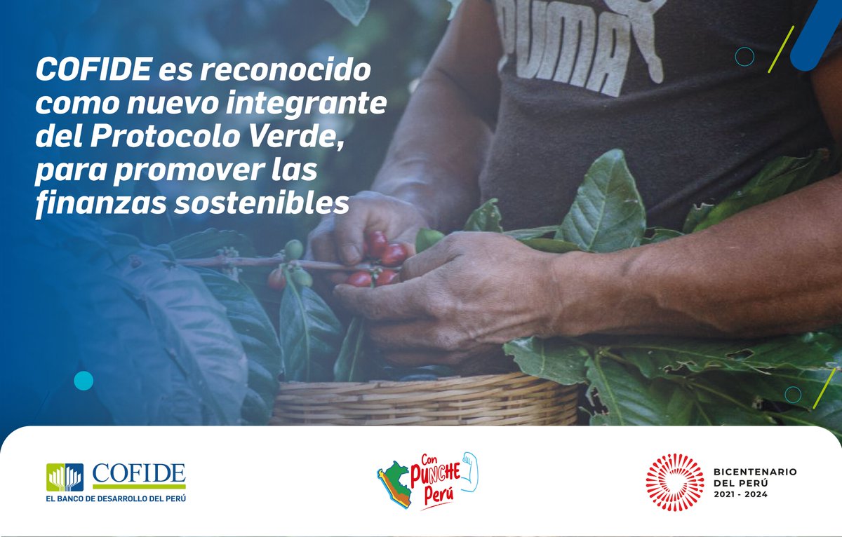 Cofide_Peru's tweet photo. #OrgulloCOFIDE 💪 | Estamos muy contentos de anunciar que hoy fuimos reconocidos como nuevo miembro del Protocolo Verde del Ministerio del Ambiente - Perú, bajo nuestro rol articulador de promoción de las finanzas sostenibles en el #Perú. https://t.co/6Uh09yjHn6