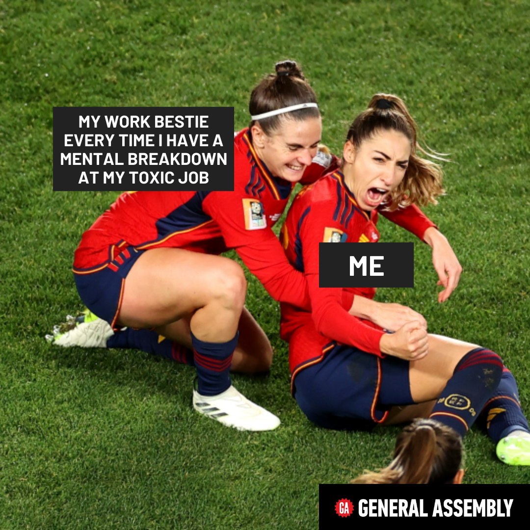Work besties who support each other stay friends forever. 👯‍♀️ Tag your work bestie below.  #WomensWorldCup