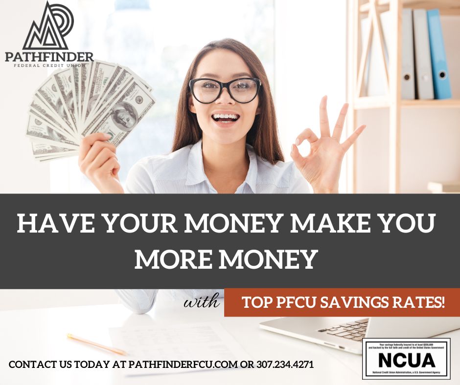 PathfinderFCU's tweet photo. Have your money make you more money today with great top-of-the-line rates! Rates up to 5.38% APY.* 

Federally insured by NCUA. 

*Certain terms and conditions apply. 

#betternotbigger #savings #thatswy https://t.co/ZqIO502W4g