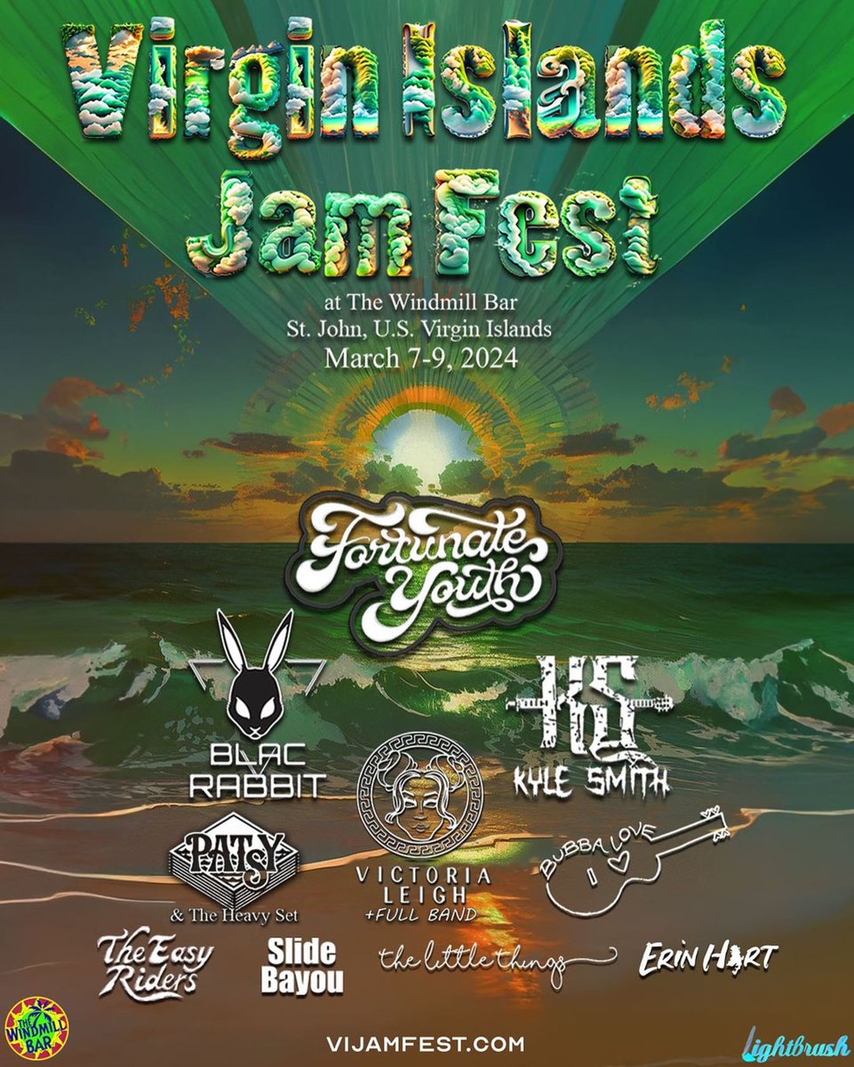 viJamFest's tweet photo. VI Jam Fest VI lineup drop including headliners @FortunateYouth with horn section! Tickets to this intimate island music festival are capped at 350, and go on sale September 1st!

Presented by Cruz Bay Music and @Litbrush 

#VirginIslandsJamFest #viJamFest #usvi #virginislands https://t.co/xg78WbWfif