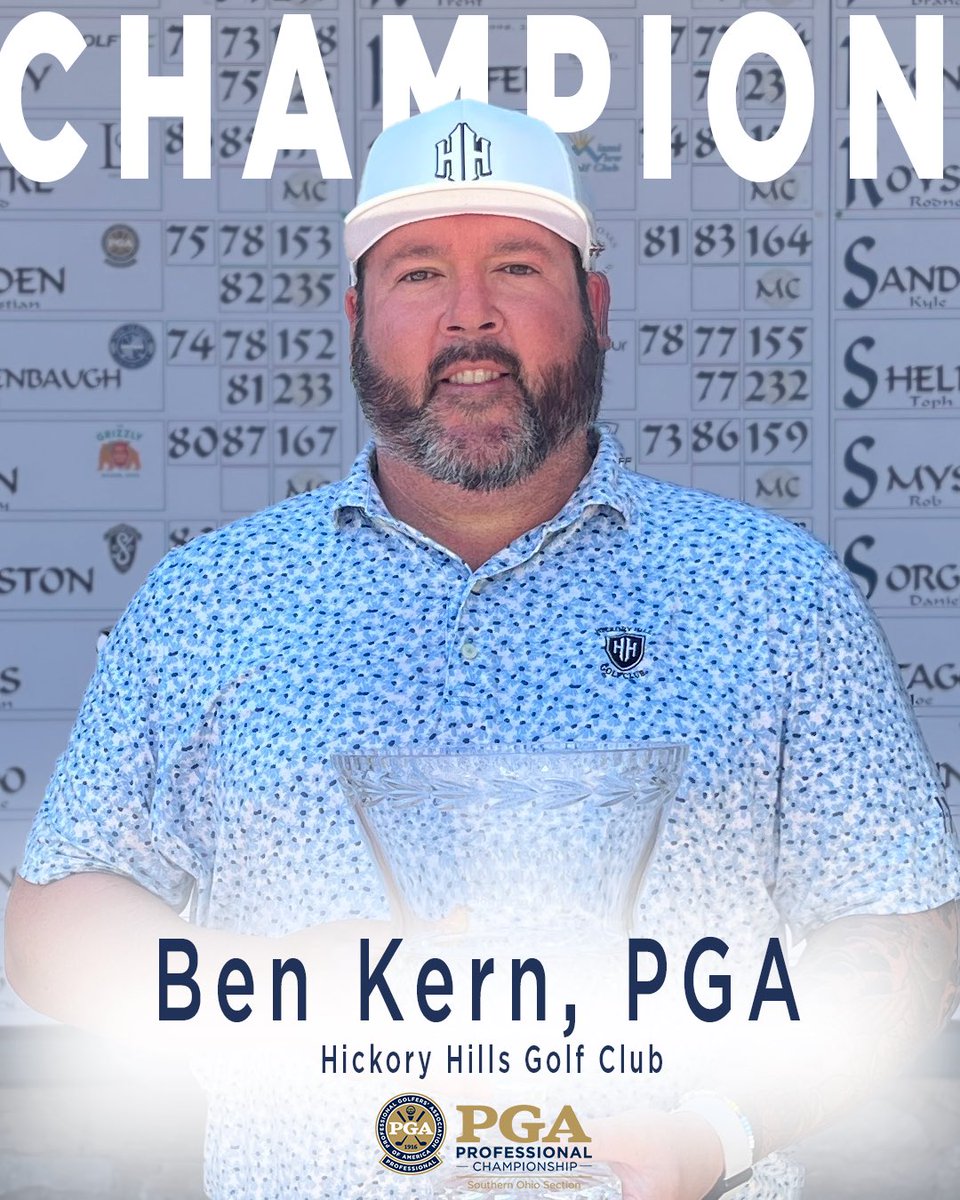 Ben Kern, PGA is the 2023 Southern Ohio PGA Professional Champion! 

Kern’s birdie-par-par finish in the three-way playoff earned the Hickory Hills Golf Club’s GM/Director of Golf his first Championship in the Southern Ohio Section! 

#SouthernOhioPGA #SOPGA 
<a href="/BenKernGolf/">Ben Kern</a>