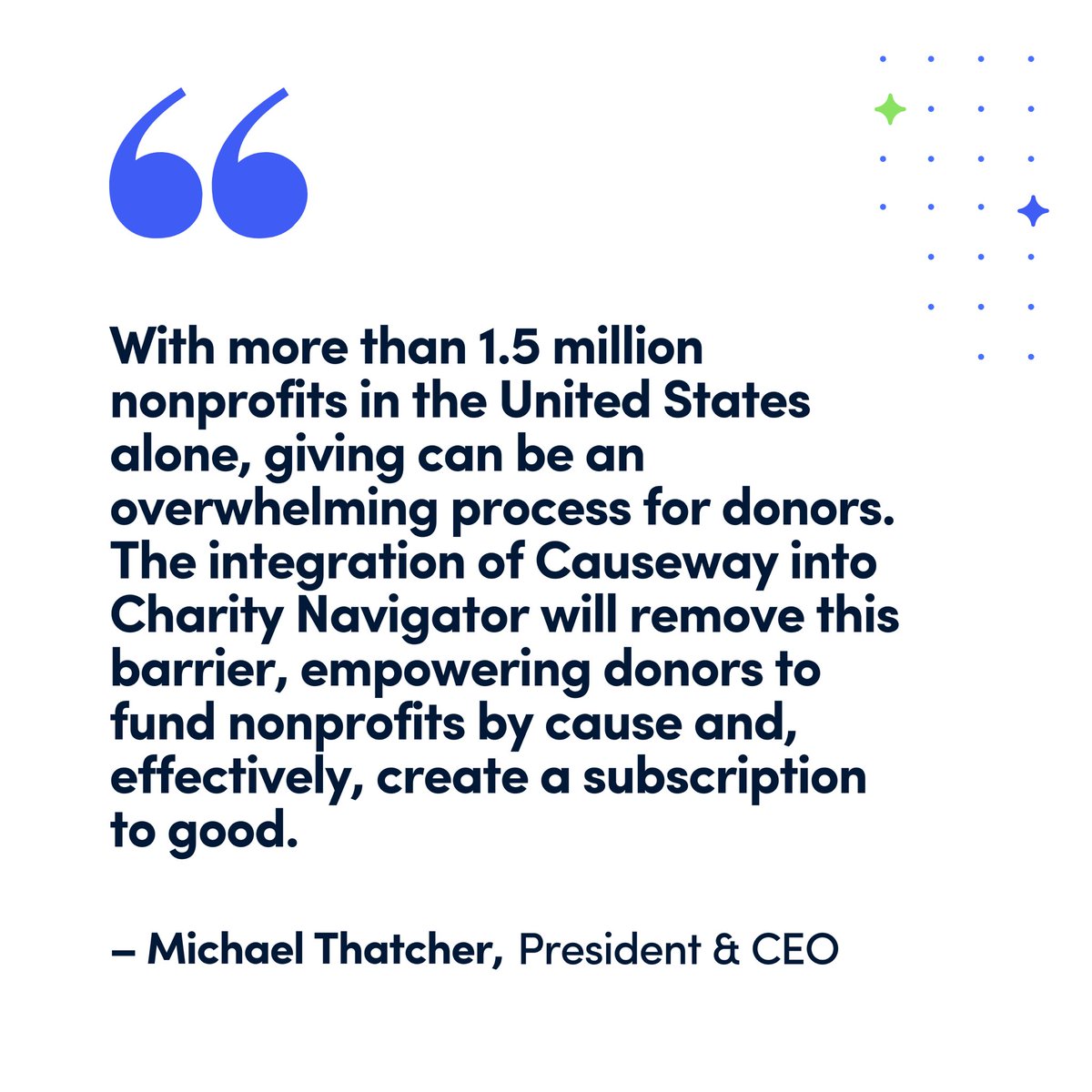 We're ecstatic to announce that Charity Navigator has acquired philanthropic startup, <a href="/CausewayGiving/">Causeway</a>. We spotlight the news in parallel to Causeway's Co-founder, Ben Horwitz joining the team as our new VP of Business Development &amp; New Ventures. Details: charitynavigator.org/about-us/press….