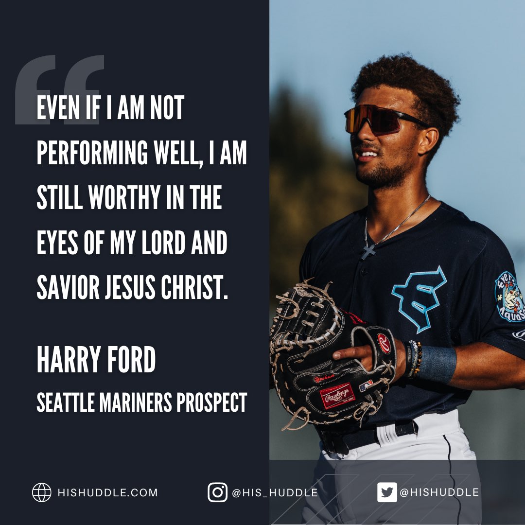 Mariners catcher Harry Ford was facing addictions and struggles as he searched for his identity. It was in faith where he says he began to find meaning. Read as Harry shares his story. hishuddle.com/2023/08/22/har…