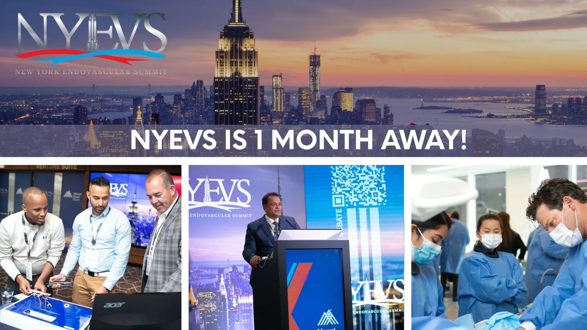 The NY Endovascular Summit begins in 1 month! Early Bird rates end soon--register now before it's too late: nyevs.org/registration-i… #cardiotwitter #endovascular #peripheral #livecases #mountsinai #nyevs23 #nyevs @PK_MountSinai