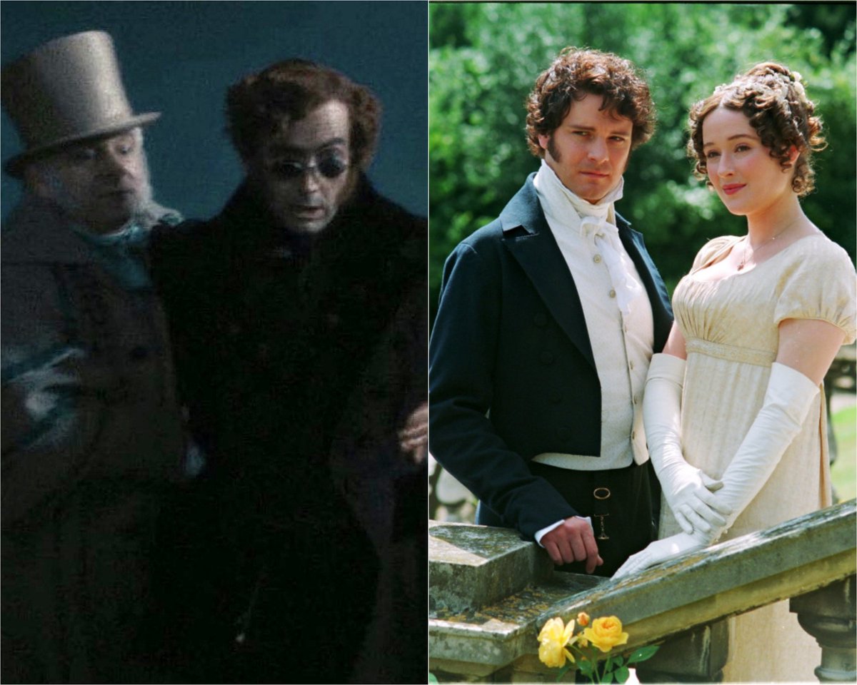 #Crowley even wears his hair like Mr Darcy 🥰🥰🥰 And Elizabeth just looks like a female #Aziraphale here 😊

#GoodOmens2 #PrideAndPrejudice #JaneAusten #MichaelSheen #DavidTennant #ColinFirth #JenniferEhle #RenewGoodOmens