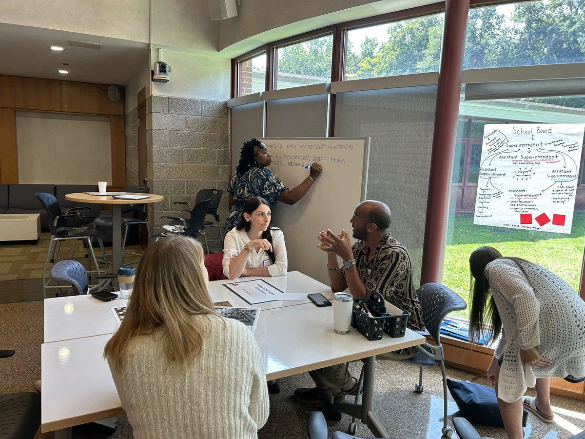 DrAPease's tweet photo. Our new #WeAreChappaqua colleagues “In step with deep teaching” at New Teacher Orientation. Digging in to APPR, breaking with traditional practices, curriculum alignment & new teacher support. #ChapPdTeam https://t.co/PqpAAbOcDm