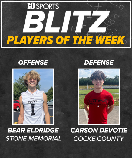 WBIRSports's tweet photo. Our Week One 10Sports Blitz Players of the Week winners!

Congrats to Offensive Player of the Week Bear Eldridge (@show1imebear) of Stone Memorial and Defensive Player of the Week Carson Devotie (@carson_devotie) of Cocke County!

@stonefootballTN @CockeCoFootball https://t.co/VXdOYrW1LI
