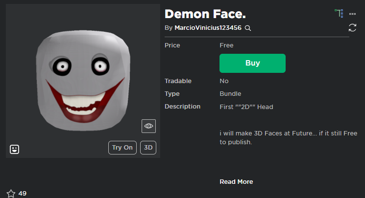 Demon Face. - Roblox